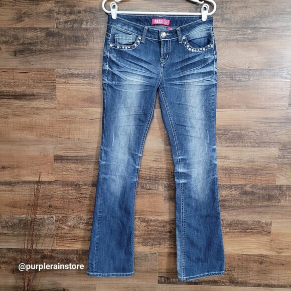 Vtg Zanadi Jeans Size 9 Bootcut Low Rise Embellished Button Flap Western Y2K - Picture 2 of 13